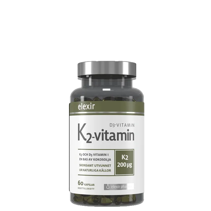 Elexir Pharma K2-vitamin D3-vitamin 60 kapslar