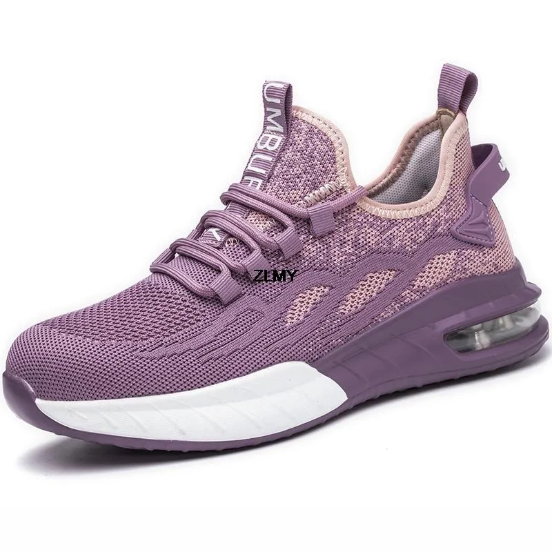 Nye damesikkerhetssko Lett stålhette Sneakers Punkteringssikre Arbeidsstøvler Dame Pustende Rosa Sport Sikkerhetsstøvler Kvinne 36