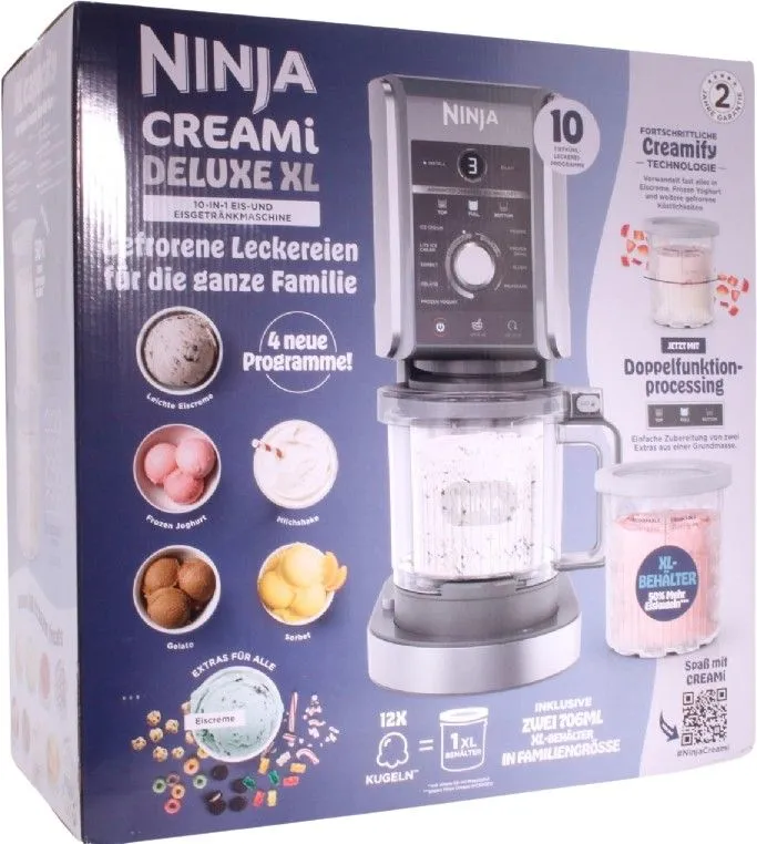 Ninja CREAMi Deluxe NC502EU glassmaskin 800 W 0,709 L, svart/silver