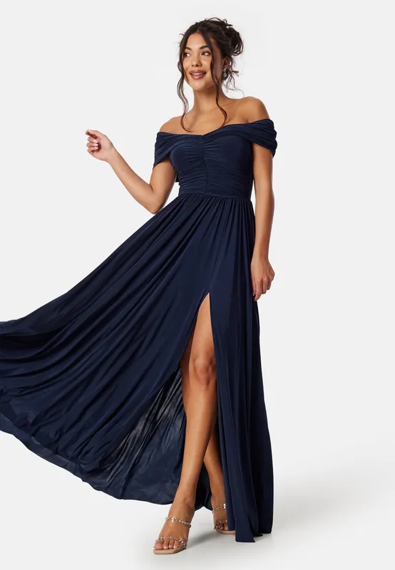 Bardot Rouched Maxi Split Dress (#3839)