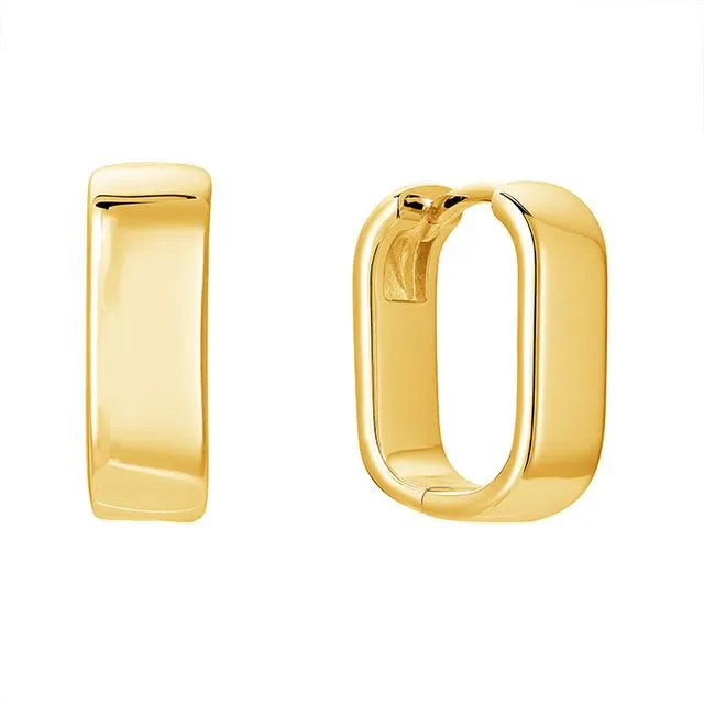 Sharp Square Huggie Hoops
