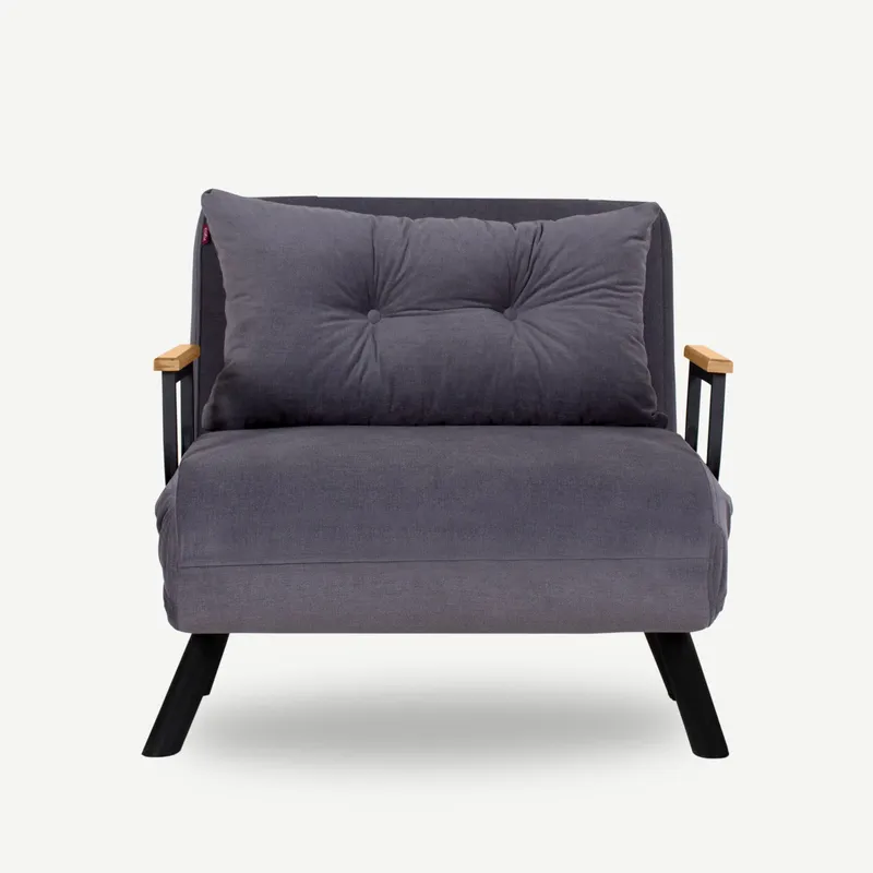 NORDVÄRK Sando Enkel bäddsoffa - grå polyester och metall (175×60)