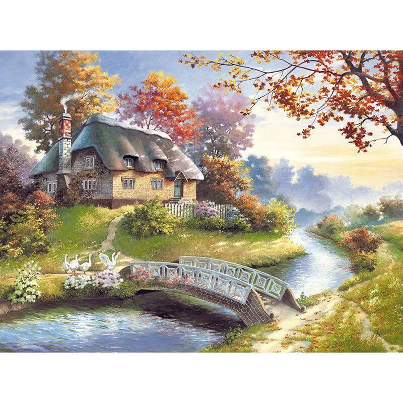 Diamantbroderi Vit Krita Diamantkorsstygn Kristall fulla diamantuppsättningar Unfinish A Beautiful 20X30CM (#8205)