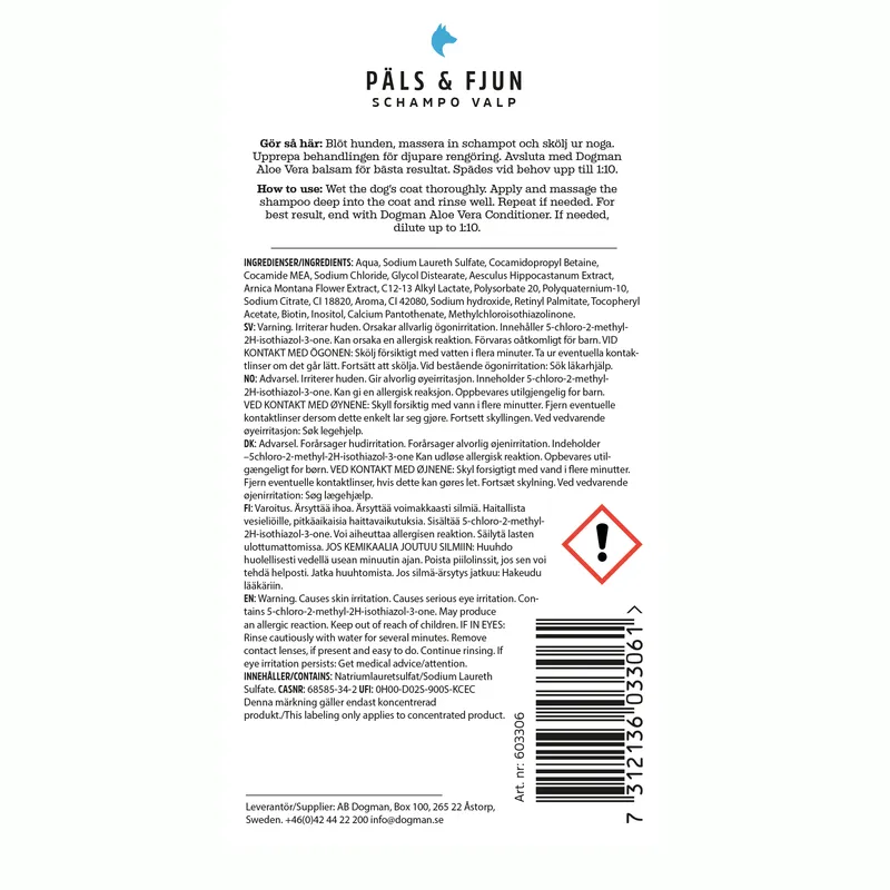 Dogman Päls & Fjun Valpschampo 250ml