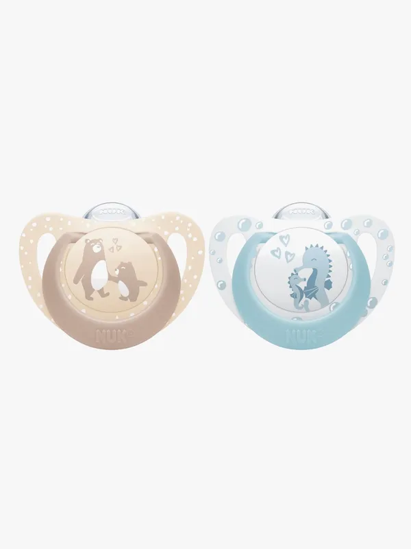 NUK First Choice Classic Napp 2-Pack Stl 1, Bear/Seahorse