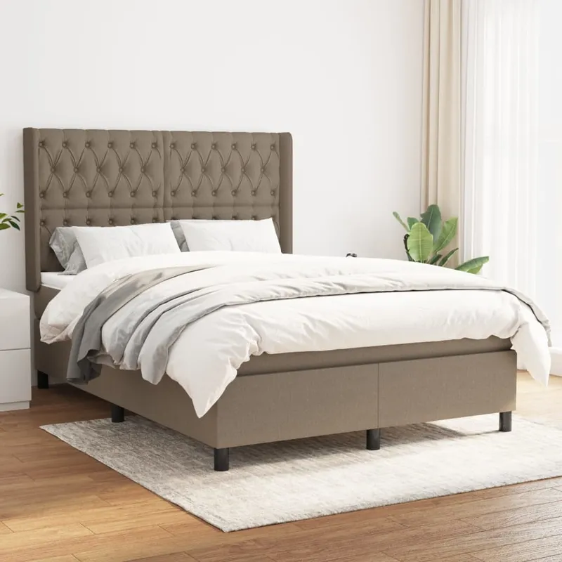 vidaXL Ramsäng med madrass taupe 140×190 cm tyg (#4422)