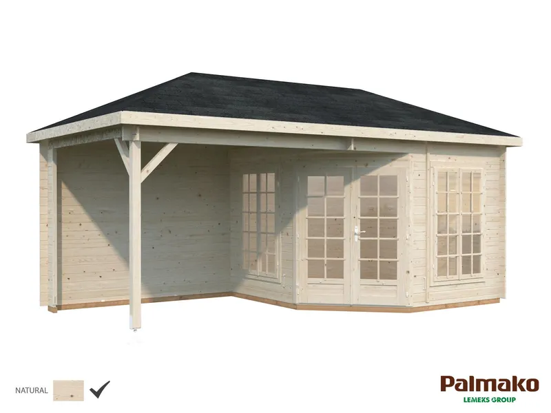 Palmako Melanie Lusthus 15,6 m²/inv. 7,0+8,1 m², med 28 mm vägg,, obehandlad