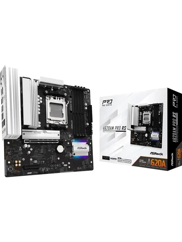 ASRock A620AM Pro RS Moderkort - AMD A620A - AMD AM5 - DDR5 RAM - Micro-ATX