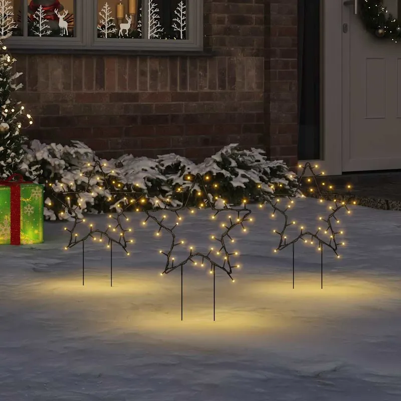 vidaXL Julstjärna 3 st med spett 50 LEDs 29 cm