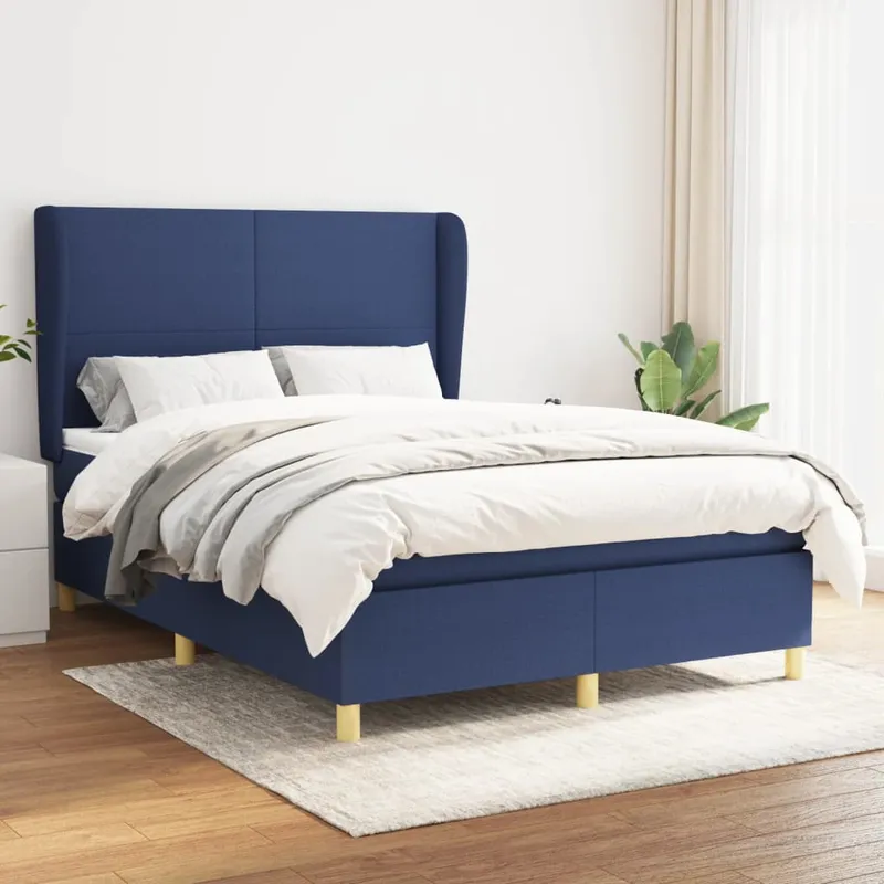 vidaXL Ramsäng med madrass blå 140×190 cm tyg (#2396)