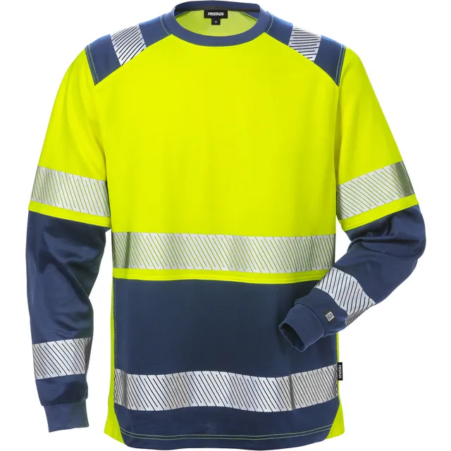 T-SHIRT LÅNG ÄRM KL 2 7457 THV VARSELGUL/MARINBLÅ STL L | Beijerbygg Byggmaterial
