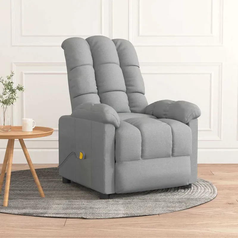 vidaXL Massagefåtölj ljusgrå tyg (#1498)
