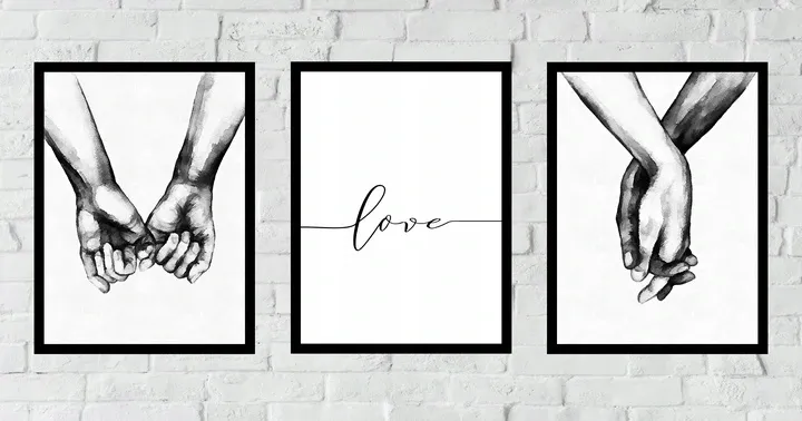 Posters - Hand i Hand / Love / Set om 3