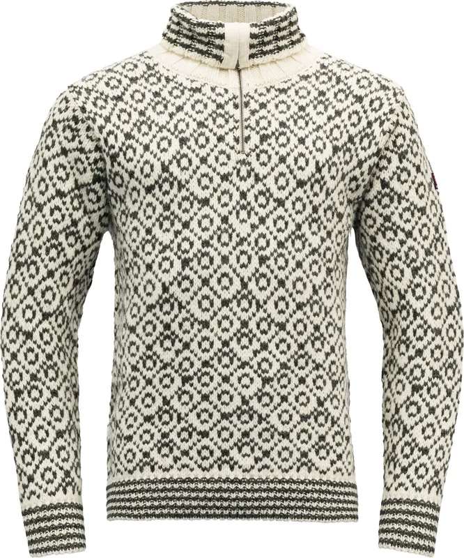 Devold Unisex Svalbard Wool Zip Neck Offwhite/Anthracite