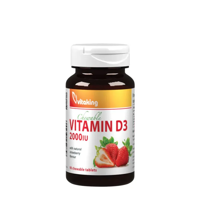 Vitaking – Vitamin D3 2000 IE, 90 sugtabletter, jordgubb
