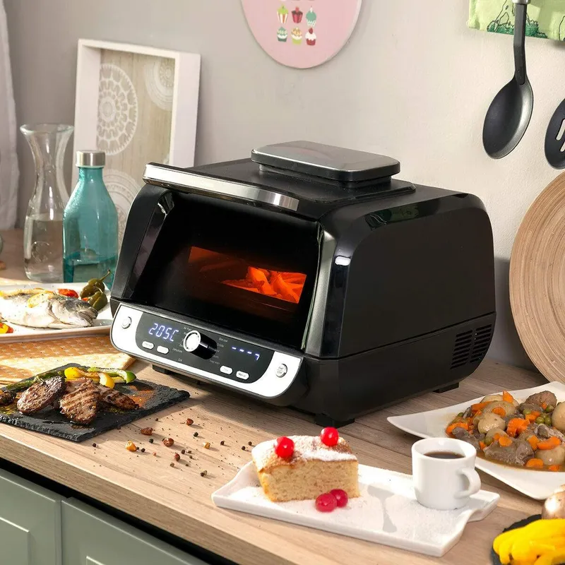 Air Fryer med grill, tilbehør og oppskriftsbok InnovaGoods Fryinn 12-i-1 6000 Svart Stål 3400 W 6 L