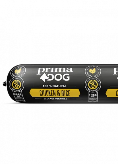 Kyckling & Ris Köttkorv för hund - 12 x 800 g