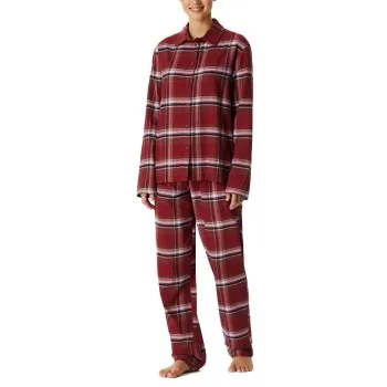 Schiesser Long Sleeve Pyjamas Röd bomull 42 Dam