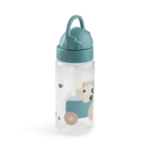 Done by Deer Vattenflaska m. Sugrör - 350 ml - Tiny Farm - Blå
