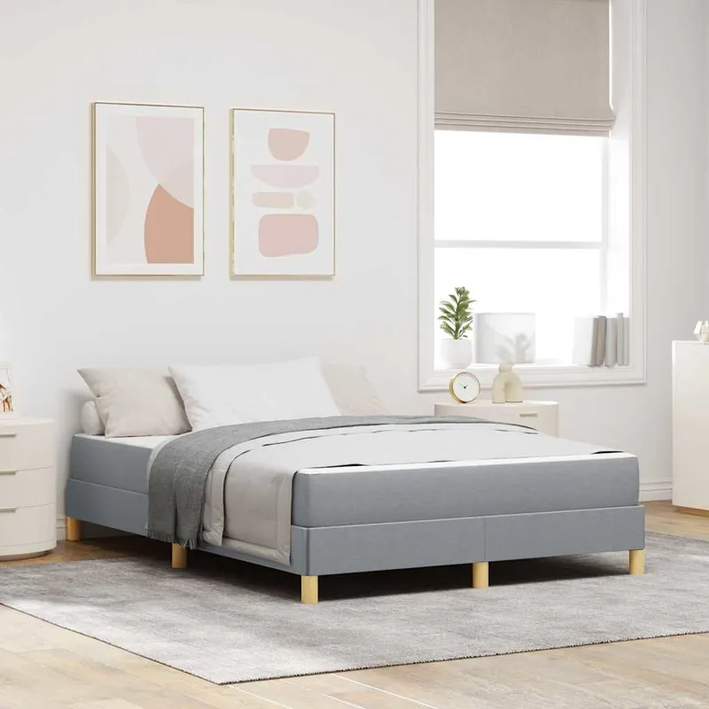vidaXL Bäddfjäder med madrass Ljusgrå 140 x 200 cm tyg (#6672)