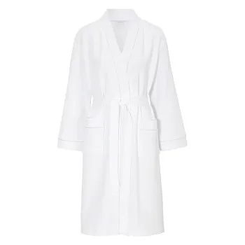 Damella Waffle Knit Robe Vit bomull Large Dam