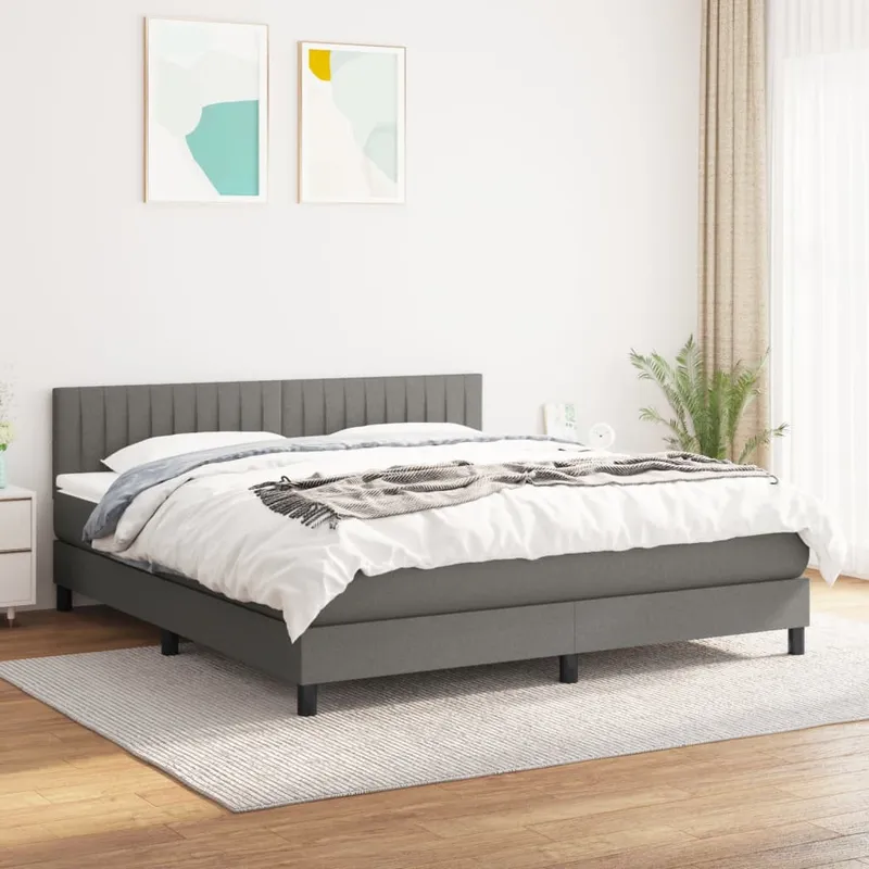 vidaXL Ramsäng med madrass mörkgrå 180×200 cm tyg (#8983)