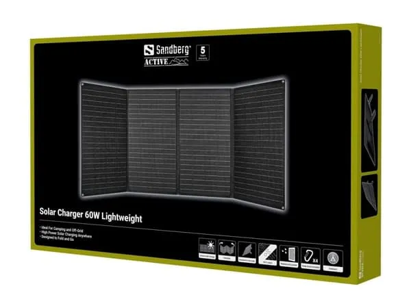 Sandberg 421-43 Solcellsladdare 60W 3,4 A QC 3.0 PD Lättvikt