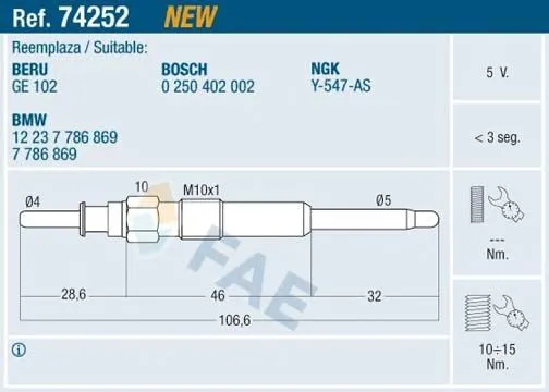 FAE 74252 Glödstift