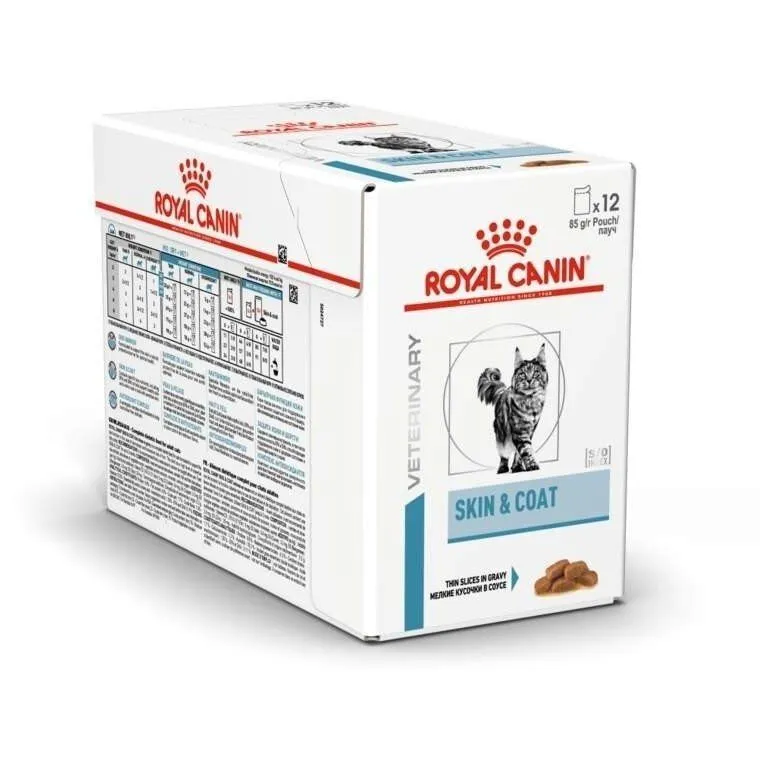 Veterinary Diets Derma Skin & Coat Pouch för katt – 12 x 85 g