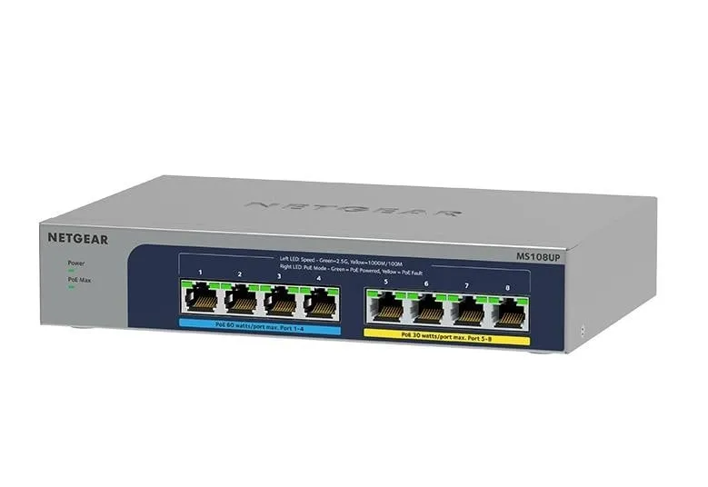 Netgear MS108UP-100EUS 8-port Multi-Gigabit (2.5G) Ultra60 PoE++ Ethernet Unmanaged Switch