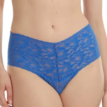 Hanky Panky Trosor 2P Signature Lace Retro Thong D1 Blå nylon One Size Dam