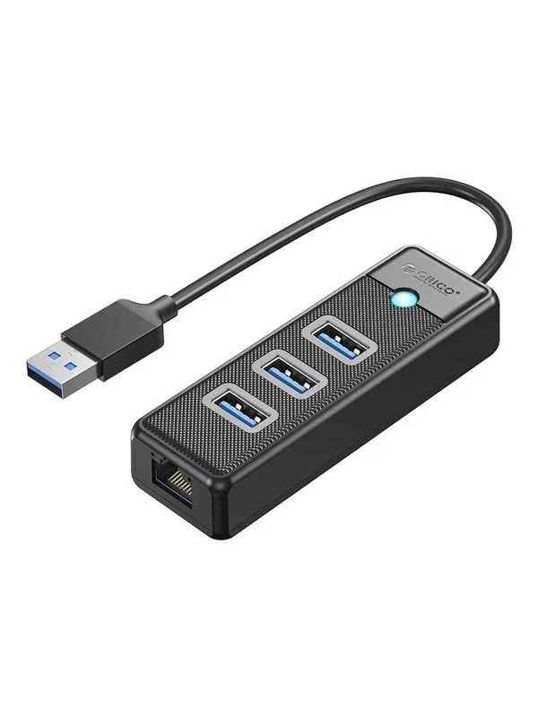 ORICO PW3UR25-U3 USB Hub 4-Port 3x USB-A 3.0 1x RJ45 2.5G Ethernet 1.8m - Black USB Hub - USB 3.0 - 4 porte - Svart