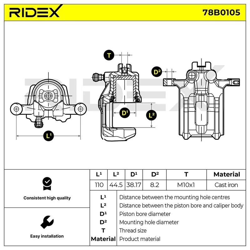 Bromsok RIDEX 78B0105