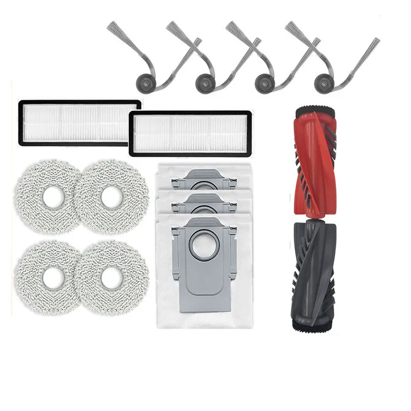 Roborock Q Revo Curv Tillbehörspaket-1 Huvudborste, 4 Moppdukar, 2 Filter, 3 Dammpåsar, 4 Sidoborstar - Komplett Set för Effektiv Städning
