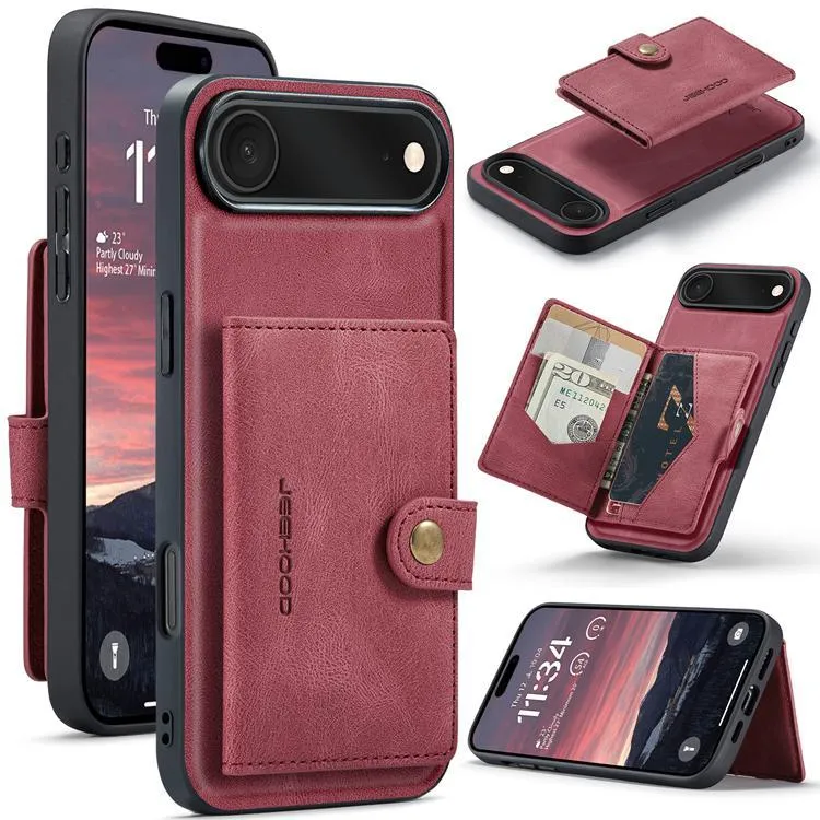 JEEHOOD iPhone Air Mobilskal KonstLäder + Plast Avtagbar – Röd