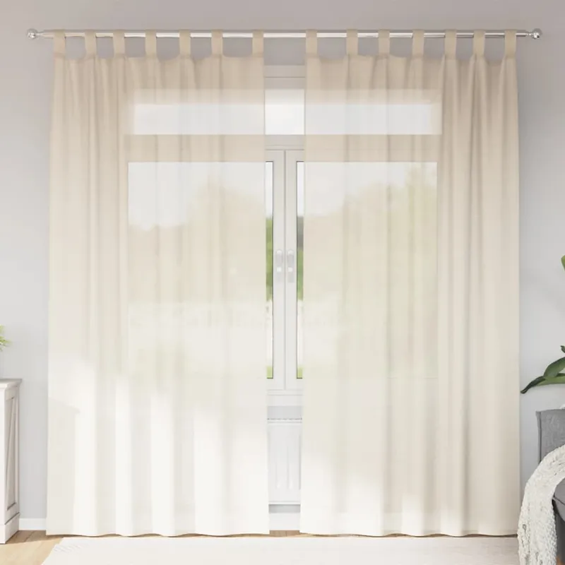 vidaXL Voile gardiner med fliktopp 2 st gräddvit