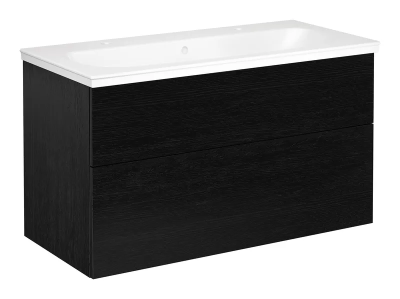 Gustavsberg Artic Kommodpaket svart ek, 100 cm, 2 blandarhål