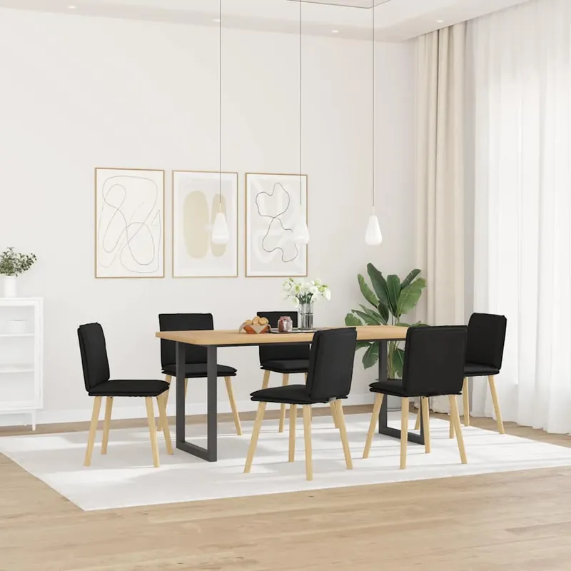 vidaXL Matstolar 6 st svart tyg (#0727)