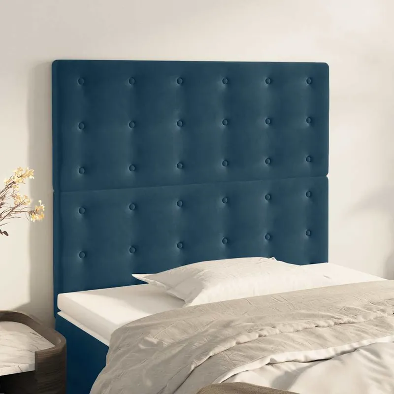 vidaXL Sänggavel mörkblå 100x5x118/128 cm sammet