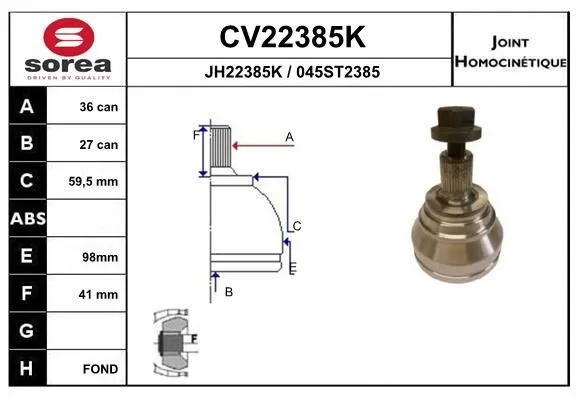 Ledsats, drivaxel EAI CV22385K
