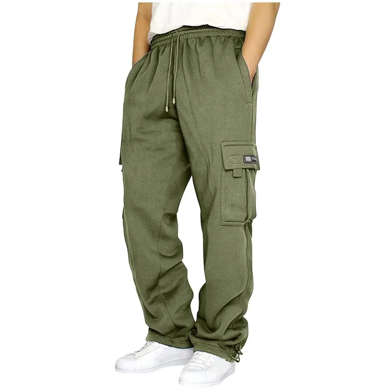 Sommer Ny Mote Sport Fritidsbukser Herre Knyttede Føtter Multi-lomme Snøring Løse Verktøy Lange Bukser 5XL