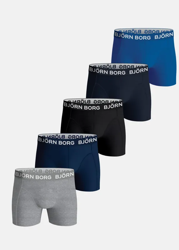 Björn Borg Kalsonger 5P Cotton Stretch Shorts For Boys Blå/Grå bomull 146-152