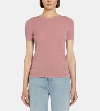 Marella för kvinnor. 2613361174200 Ultralätt spetströja i rosa (M), Casual, Viskos, Kort ärm