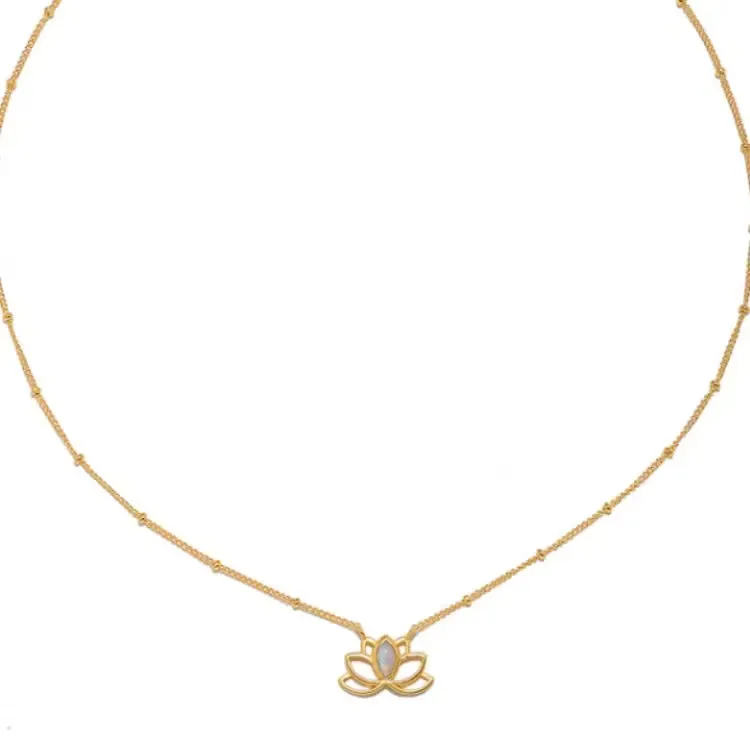 Halsband Open Lotus Moonstone Gold - Satya