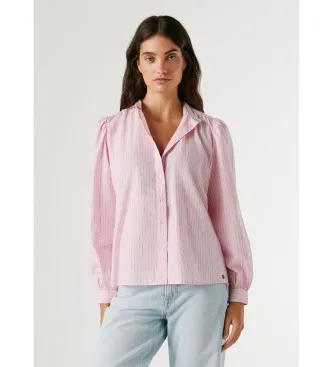 Pepe Jeans för kvinnor. PL3051444 Blus Atytyty rosa (M), Casual, Bomull, Lång ärm