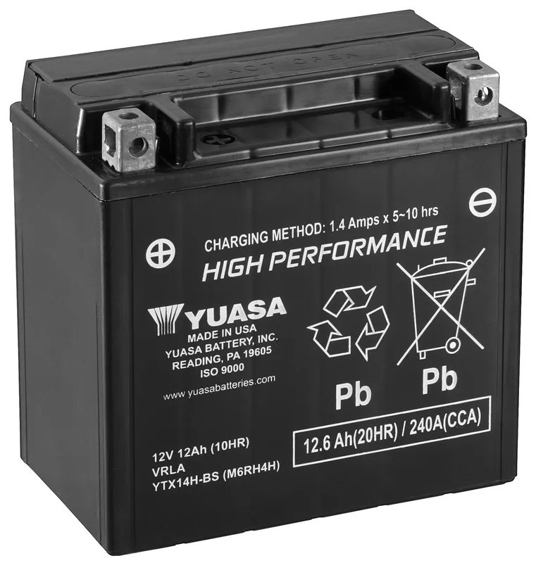 Yuasa 12V YTX14H-BS MC-batteri 12Ah 150x 87 x 145 mm
