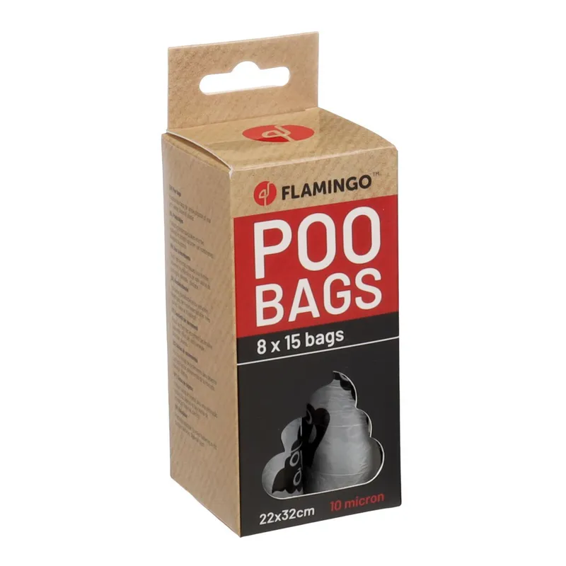Flamingo Basic Lacha Hundbajspåsar Silver & Svart 8×15-pack