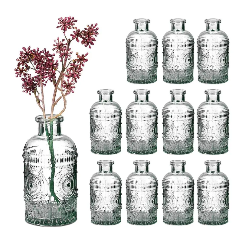 Små glasvaser Set om 12 - Retrodesign i relief