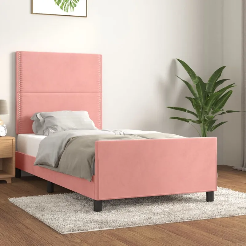 vidaXL Sängram med huvudgavel rosa 80×200 cm sammet (#1588)