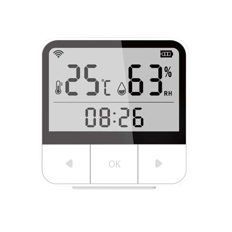 Tuya WiFi Intelligent Temperatur Fuktighetssensorer Tid Datum Vecka Display Intelligent hemmakontor vit